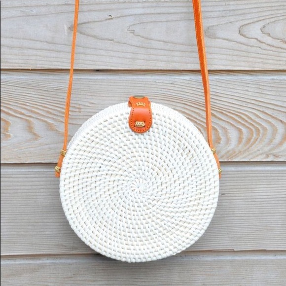 Round rattan woven bag round basket bag Bali bag - Picture 2 of 5